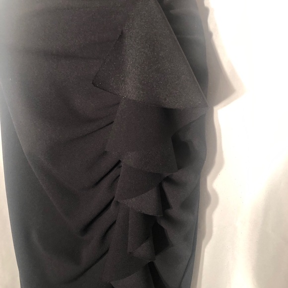 Black Vince Camuto side flounce midi skirt - Picture 2 of 6